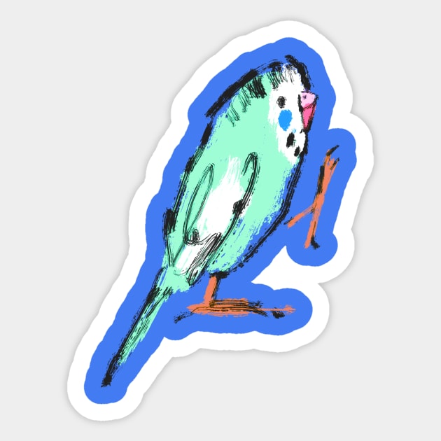 Happy Parakeet Sticker by Shelley Johannes Art